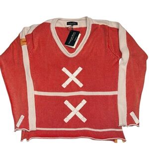 VTG Original Blues England 100% Cotton Sweater Stone Wash Orange Cream Medium